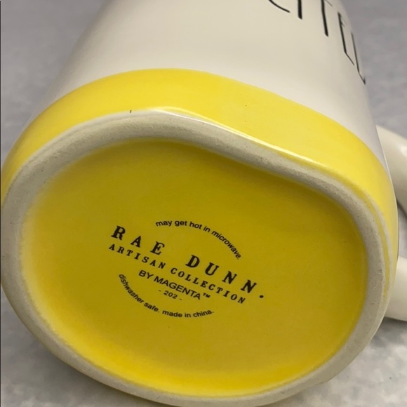 Rae Dunn Easter mug EGGCITED white & yellow New - Picture 3 of 3